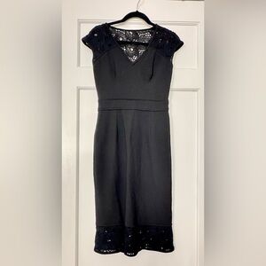 Luca Luca European Designer Black Wool Lace Accent Dress - Size 40
